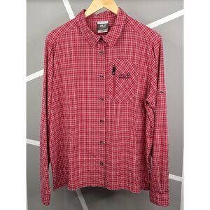 Jack Wolfskin Women’s XL Light Red Check Performance Hiking Outdoor Shirt